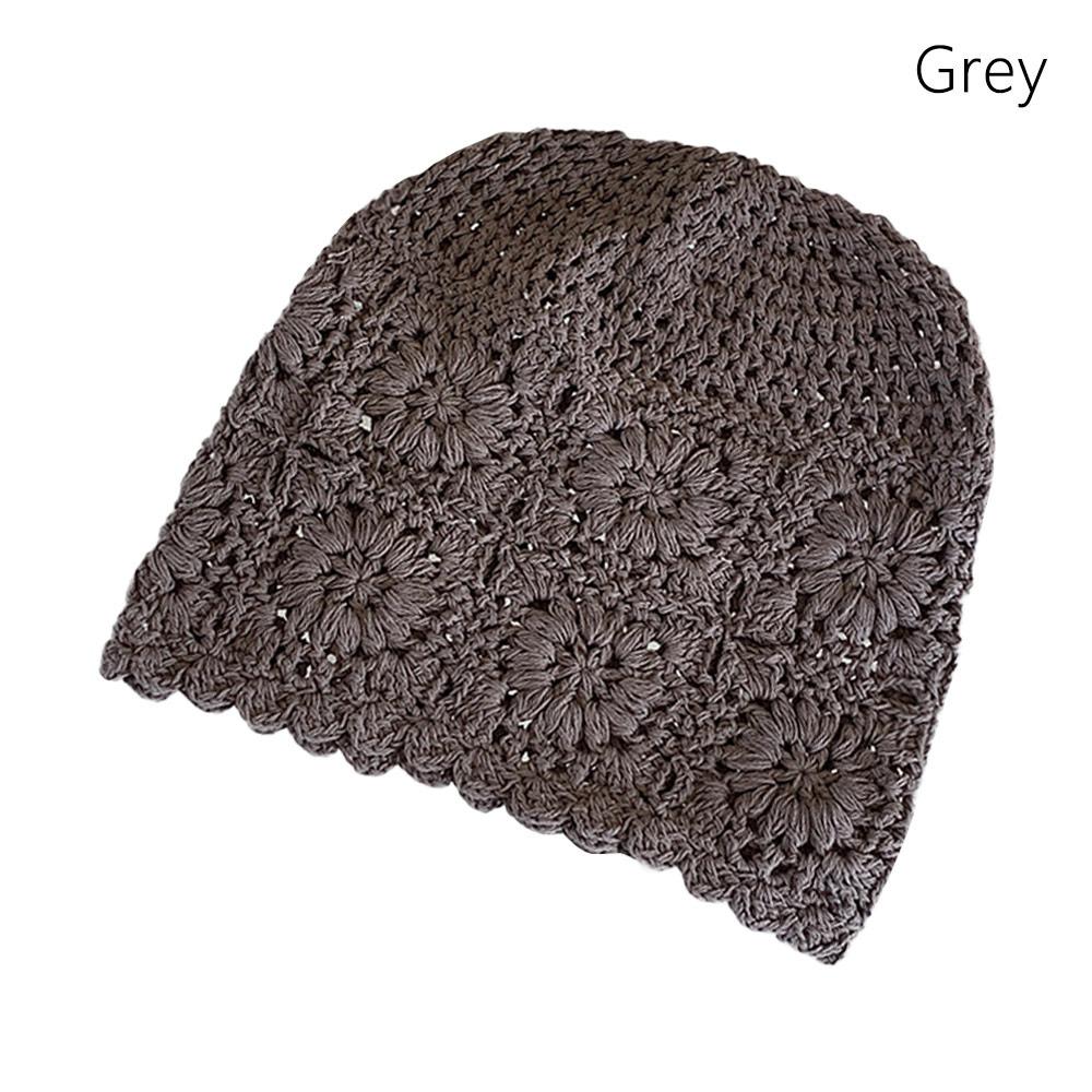 Fashion Vintage Artistic Beret Cap Hollowed-out Hand-Made Skullies Hat Breathable Sweet Knitted Hat Women