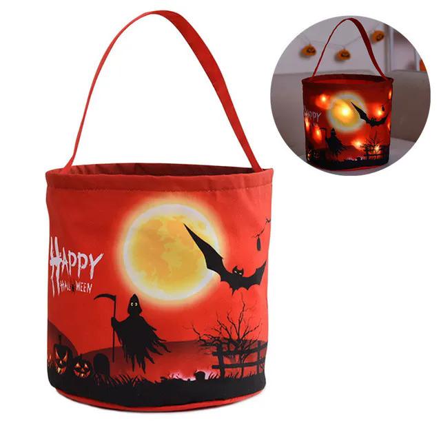 Светодиодный свет Хэллоуин Кошелек или жизнь ведро тыква конфеты сумки складная корзина на Хэллоуин для вечеринки в честь Дня благодарения подарочная корзина