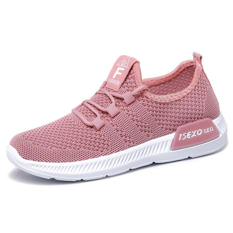 Shoes Women's 2025 New Foreign Trade Women's Shoes Flying Woven Single Shoes Soft-soled Breathable Shoes Casual Sports Shoes Women