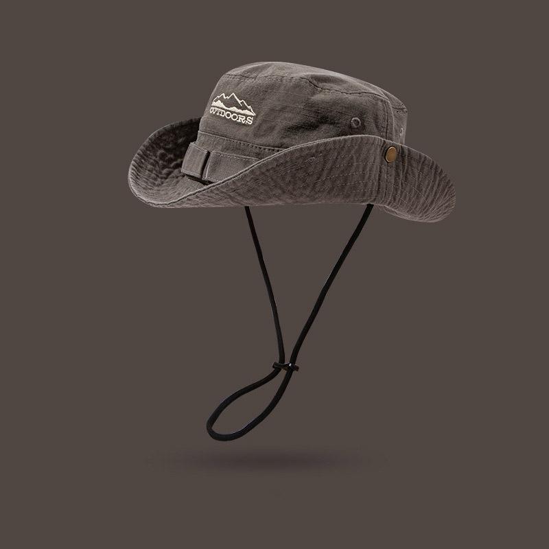 Summer Outdoor Mountaineering Hat For Men Women Sun Protection Bucket Cap Soild Color Drawstring Fisherman Caps Large Brim Visor