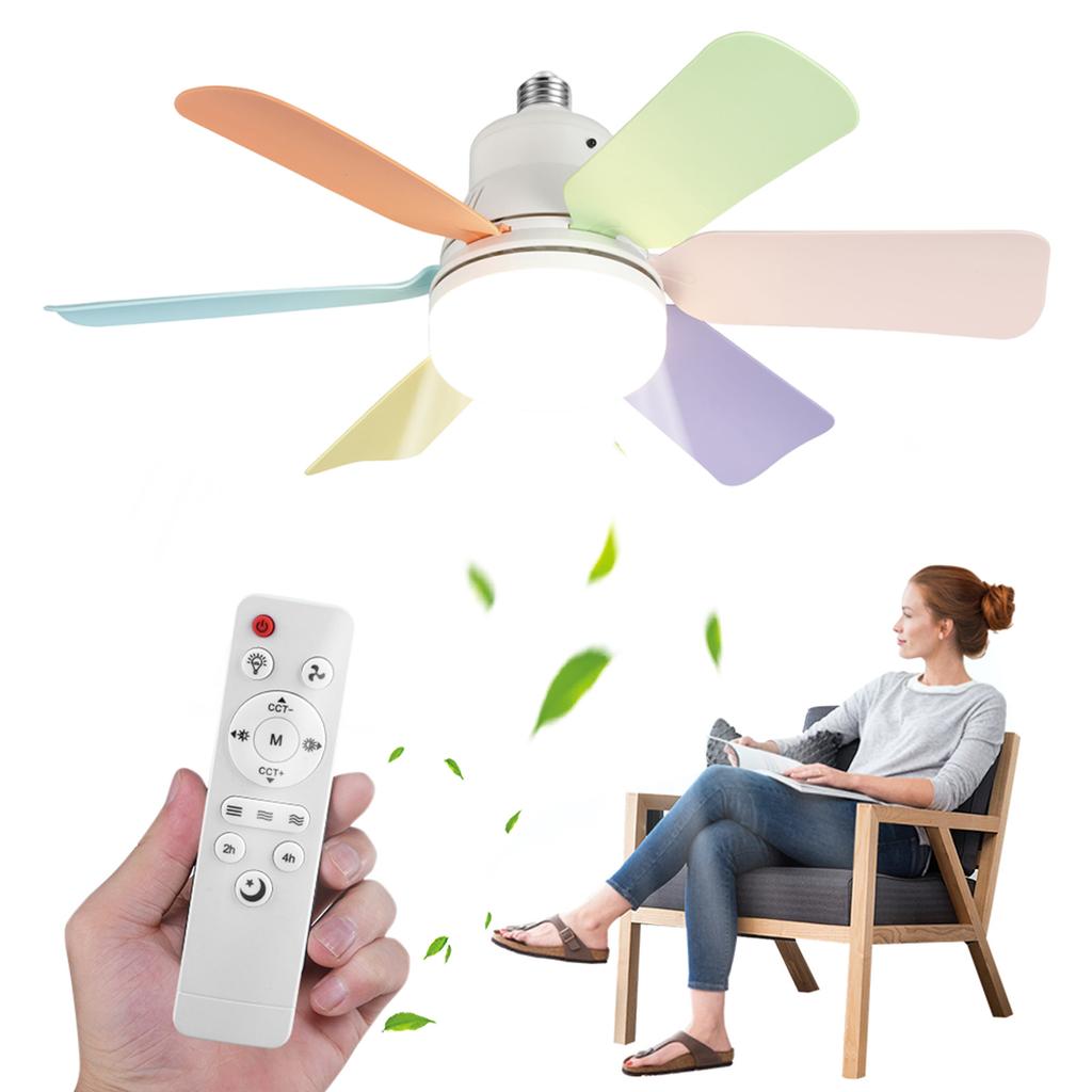 LED 3 Color Stepless Dimming Fan Light with Remote Control 2 In 1 Square Leaf Fan Light for Living Room Study Household Use