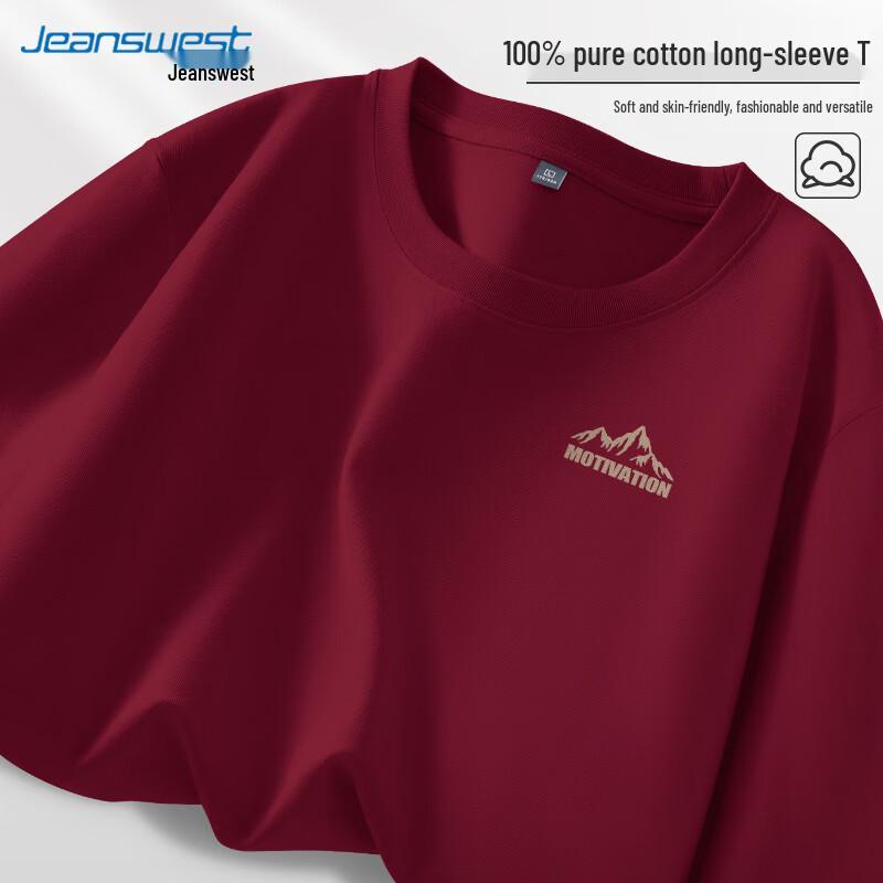Мужская футболка Jeanswest из чистого хлопка свободного кроя с длинным рукавом