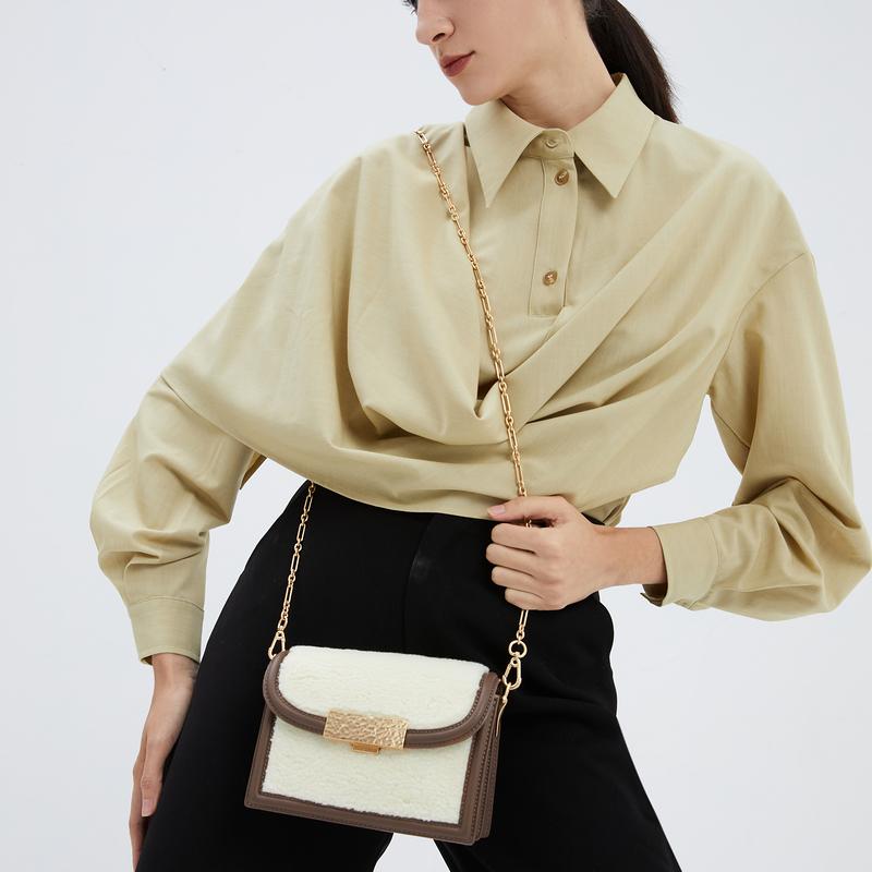 Charles & Keith CK Coffee Metallic Chain Versatile PU Small Square Shoulder Bag Women bags Multicolor CK2-70701152