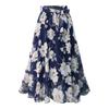 Womens Plain Knee Length Ladies Soft Stretch Flared Printed Skater Midi Skirt