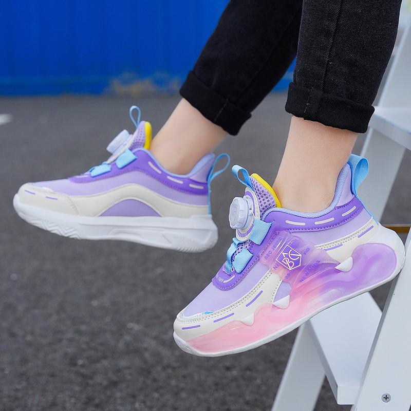 Unisex Sports Shoes Children Luminous Sports Shoes Thick Bottom Fashionable Boys Sports Shoes Rotating Button Girls Sports Shoes