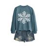 Women's Loose Comfortable Casual And Fashionable Round Neck Snowflake Pattern Printing Long Sleeved Sweatshirt
