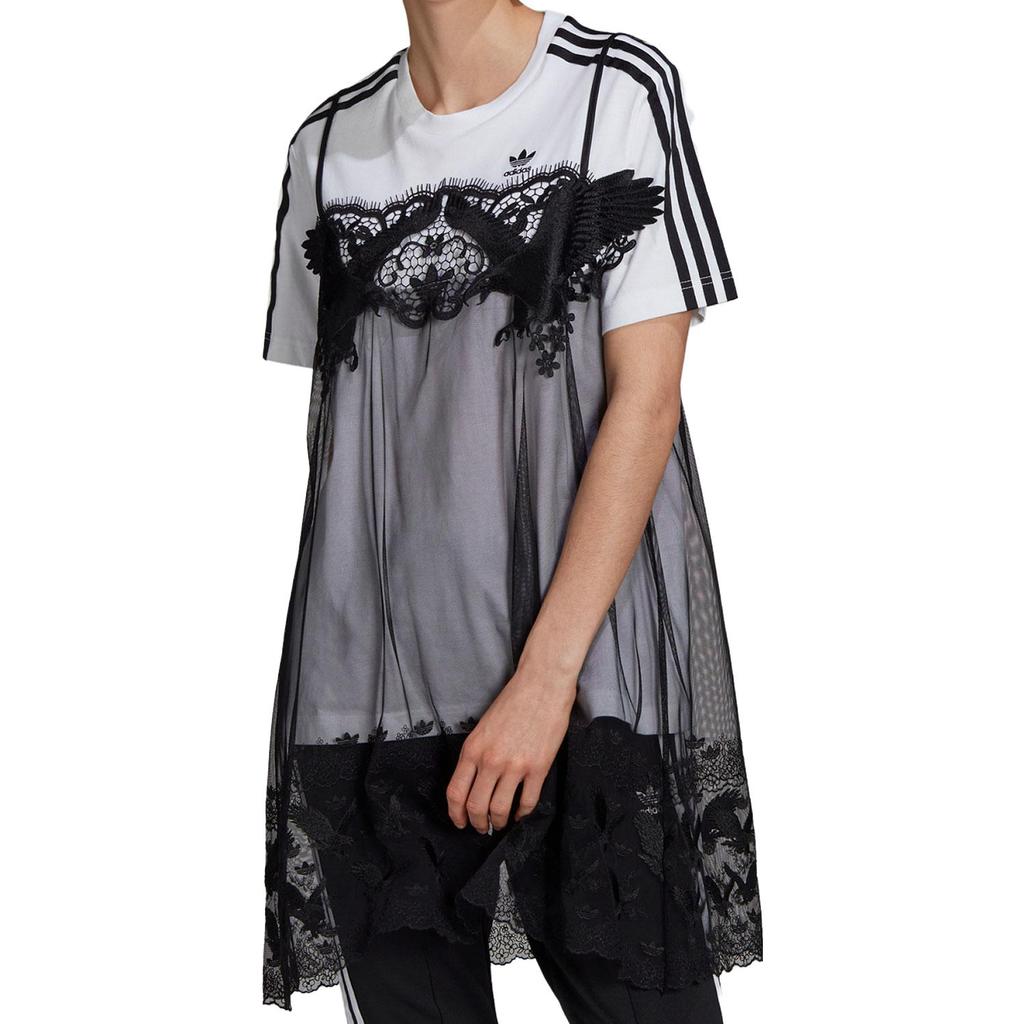 Adidas Повседневное спортивное платье-футболка с круглым вырезом и коротким рукавом с логотипом, женские платья, разноцветные H59017