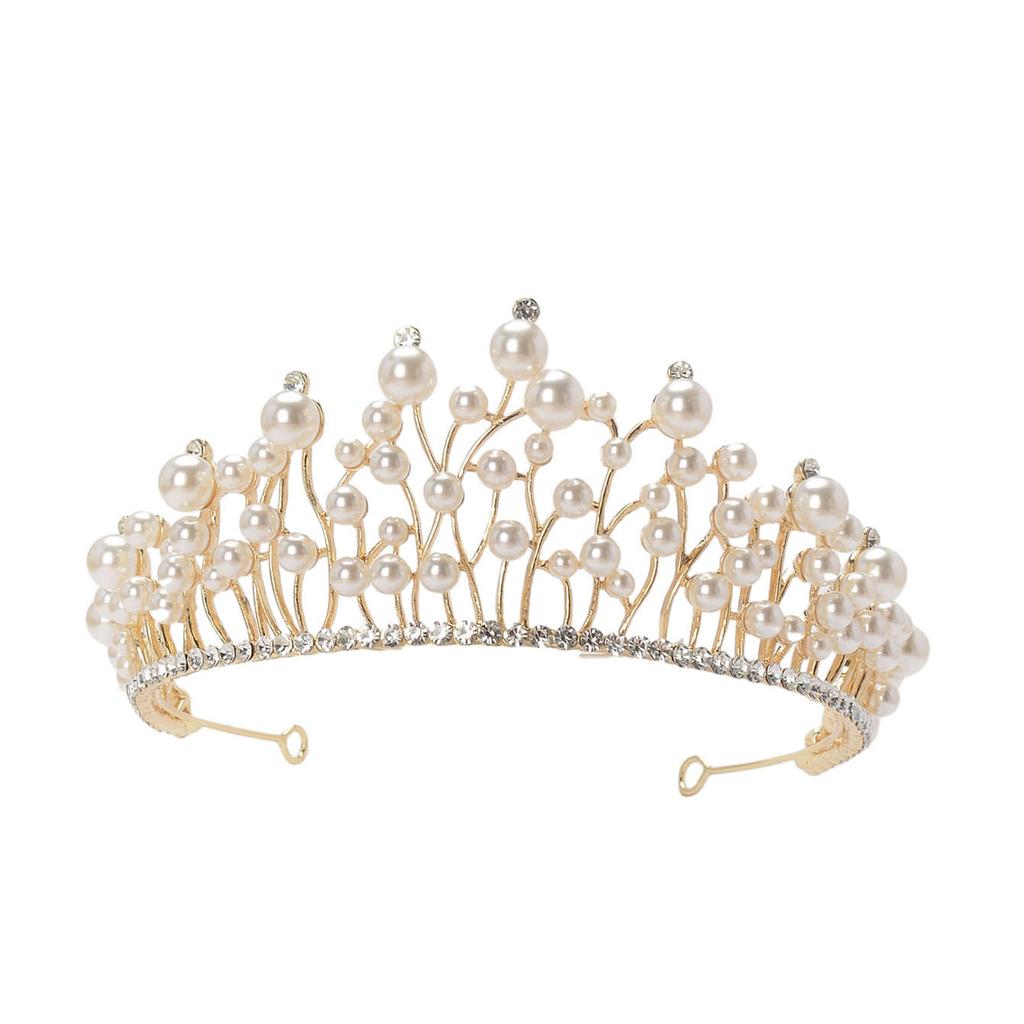 Французский романтический сплав, украшенный стразами и жемчугом, роскошный элегантный свадебный головной убор