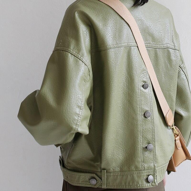 Свободная искусственная кожа с рукавами «летучая мышь», винтажная кожаная куртка, уличная повседневная верхняя одежда, женское байкерское кожаное пальто, разноцветное