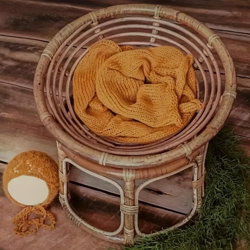 Плетеное кресло Винтажное бамбуковое кресло-радар Кресло Идеально для фотографии Колыбель Реквизит Ручная работа Стильный декор для дома Аксессуар для колыбели