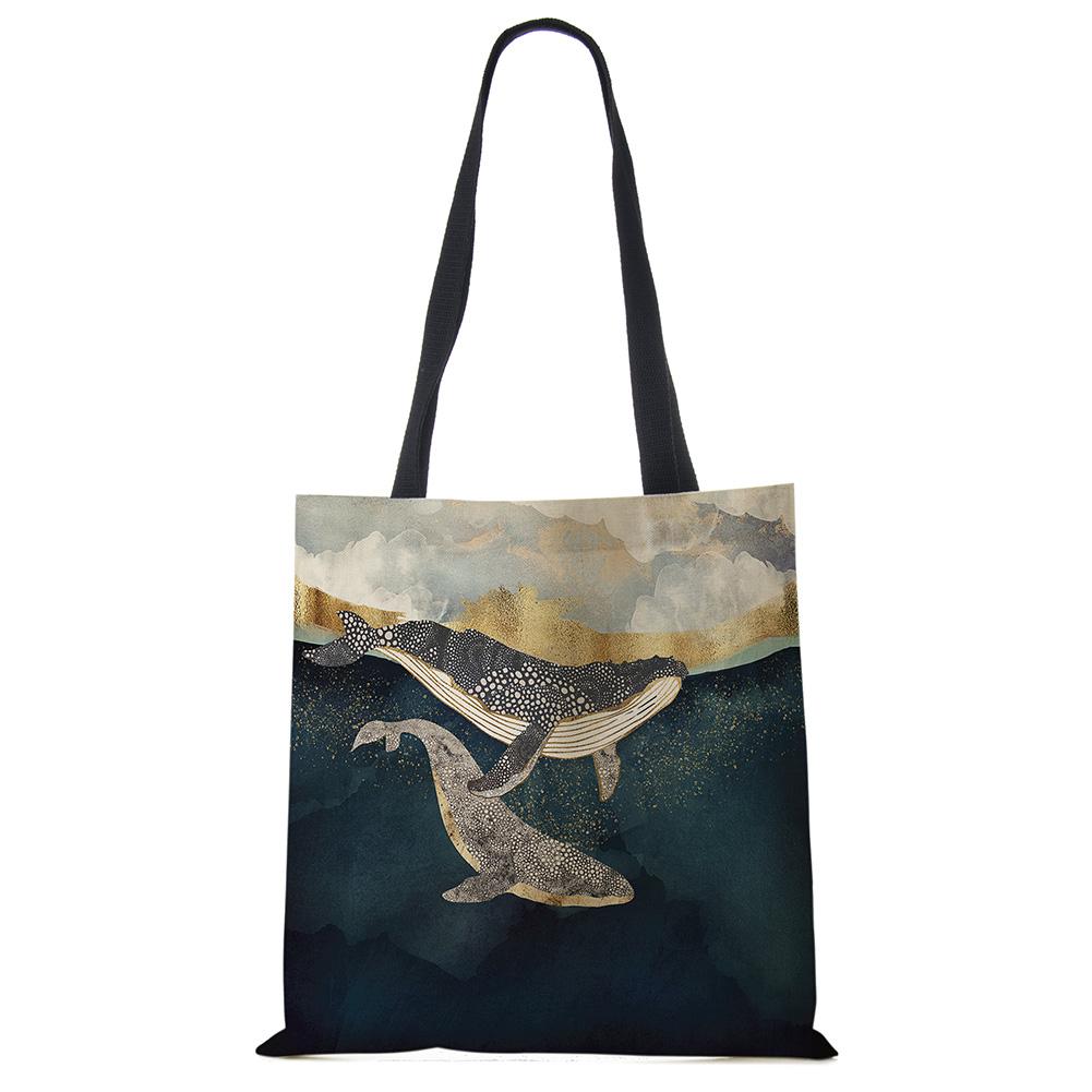 Японский дизайн укиё-э Повседневная женская сумка ручной работы Журавль Дизайнерская сумка-тоут Эко многоразовые плечевые сумки для покупок B13039 CLE