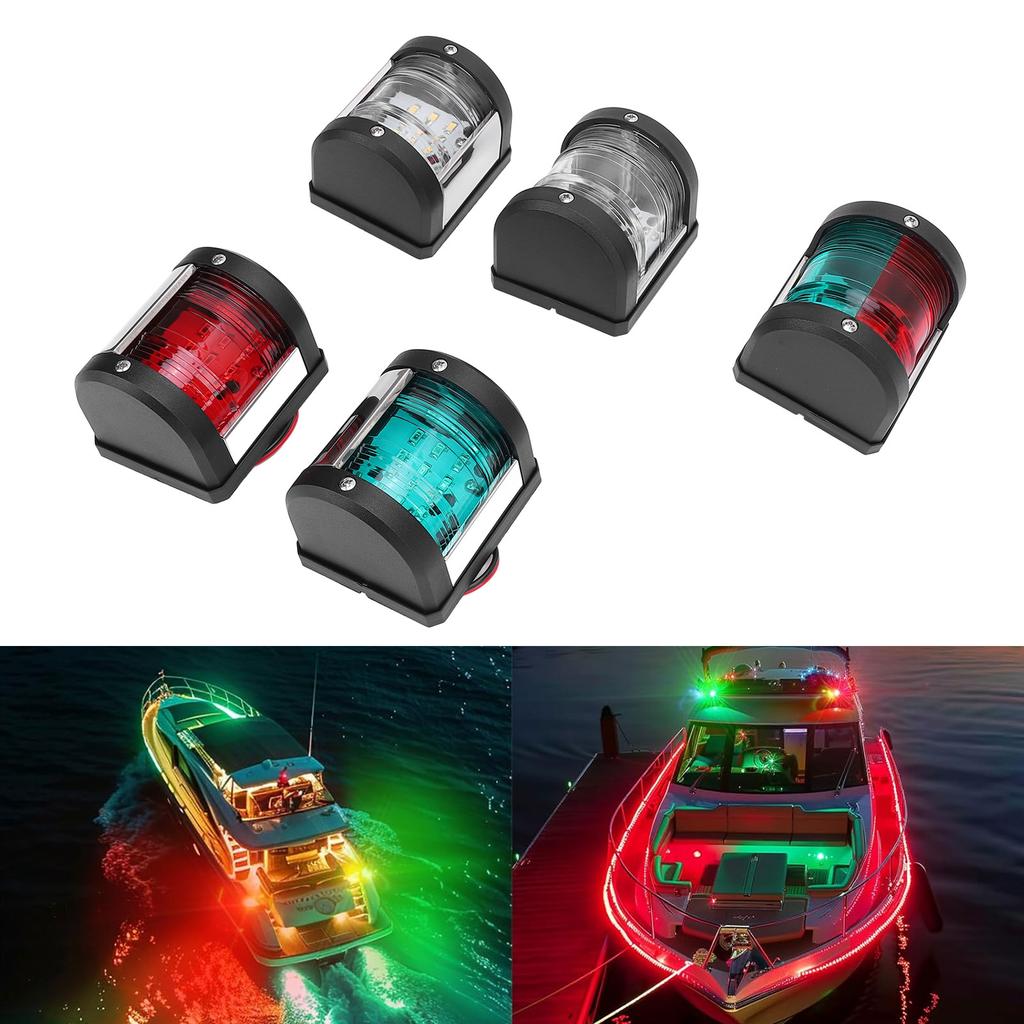 5 шт. светодиодных навигационных огней для лодки, зеленый правый борт и красный левый борт, белый кормовой фонарь IP66, лодочный фонарь f