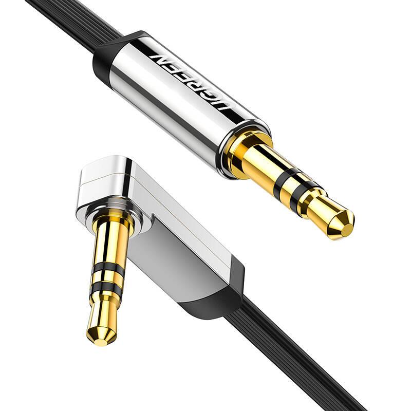 Kątowy Kabel Mini Jack 3,5Mm Aux Ugreen Av119, Płaski, 5 M (Czarny)