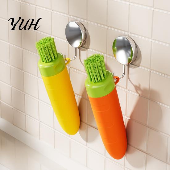 Garlic Peeler Tool 3-in-1 Peeler, Carrot Shape Vegetable Portable Ginger Peeling Gadget Scrubber with Brush, Multi-Functional Kitchen for Cleaning