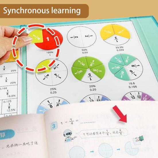1 набор магнитных плиток с дробями, круги, проценты, десятичные дроби, изучение математики, манипулятивные материалы