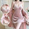 Sexy female autumn and winter new velvet slit suspender pure desire suspender nightgown set