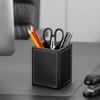 Leather Pencil Holder Creative Student Stationery Office Simple Square Pencil Case Desk Organizer Black Business
