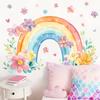 Радужная наклейка на стену с цветами, съемная самоклеящаяся, домашний декор для спальни, гостиной, украшение фона стены