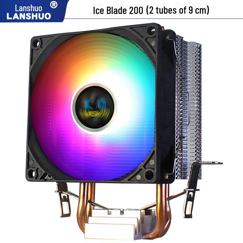 Радиатор для ЦП 12-го поколения с двумя медными трубками, бесшумный вентилятор со светодиодной подсветкой для настольных ПК, совместимый с сокетами 1150/1366/1700.