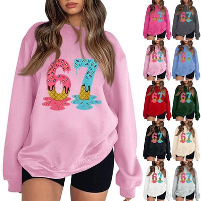 Женский модный повседневный пуловер с длинными рукавами и круглым вырезом с принтом