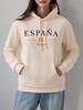 España Spain Flag Printing Hoodies Women Winter Fleece Warm Sweatshirt Basics Pocket Pullover Comfortable Loose Womans Clothes