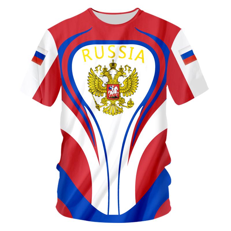 Russia Men's T-shirts Casual Summer Round Neck Russian Flag Short Sleeved Topstees Men's Clothing Streetwear Oversized T Shirt
