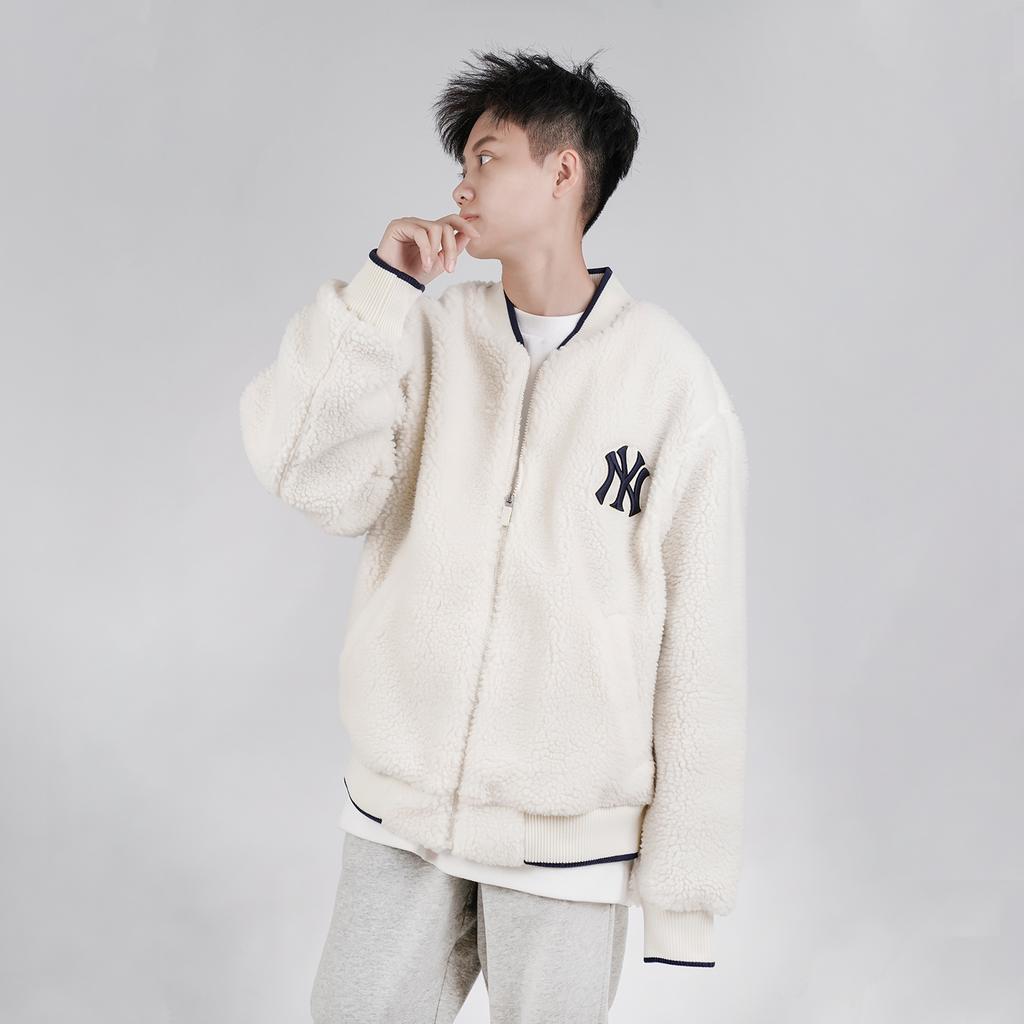 New MLB New York Yankees Velvet Jackets Unisex Ivory White 31JPF1061-50I