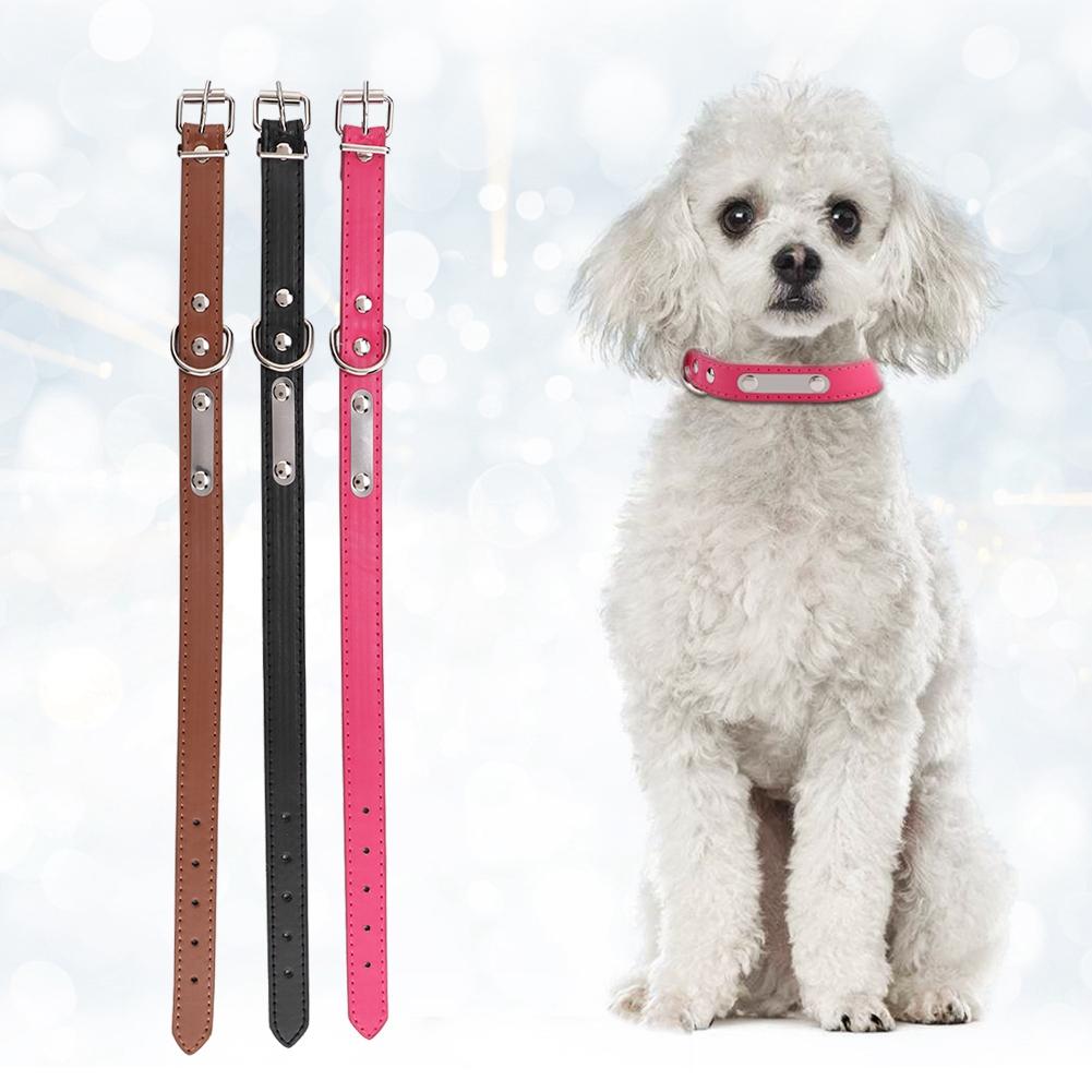 3 шт. Регулируемый мягкий ошейник из ПУ кожи для питомца, собаки, тренировочный ошейник для собаки с ID-пластиной