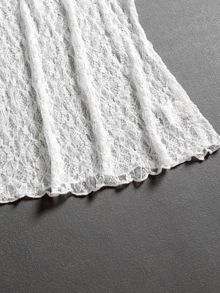 Женская сексуальная футболка в европейском стиле с нерегулярным кружевом и длинными рукавами