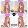 18-дюймовый розовый парик с прямой челкой, синтетический парик из волокна, термостойкий, без бликов, натуральный косплей для женщин, повседневное использование, корейская мода