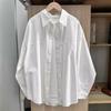 Весна Осень Длинный Рукав Белая Рубашка Женская Корейская Мода Карманы Свободная Повседневная Простая Рубашка Женская