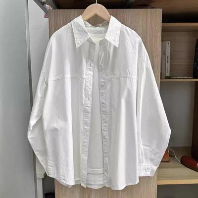 Весна Осень Длинный Рукав Белая Рубашка Женская Корейская Мода Карманы Свободная Повседневная Простая Рубашка Женская