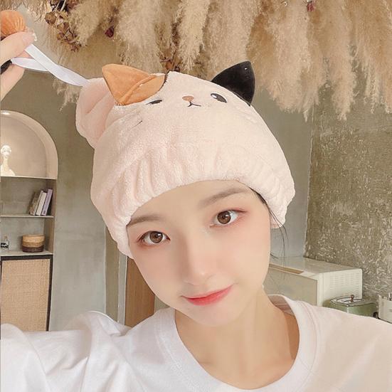 Полотенце для волос, супермягкое, эластичное, водопоглощающее, коралловый флис, милый кот, зимняя шапка для сушки волос в помещении, гаджет для ванной комнаты, ежедневное использование