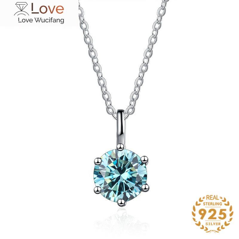 Classic Six Claw Pendant S925 1 Carat D Color Necklace For Women Solid Silver 925 Wedding Jewelry Engagement Party