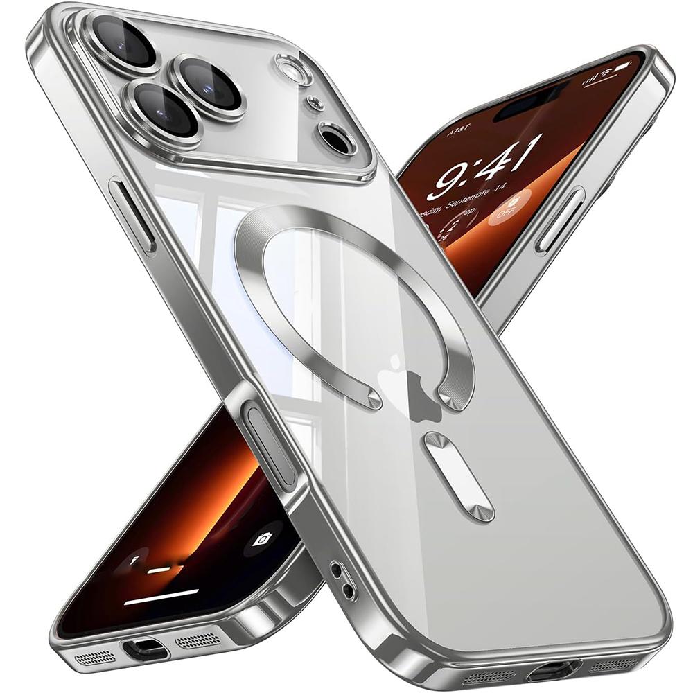Магнитный Чехол Для Magsafe Для iPhone 17 Air 16 15 14 13 Pro Max Мягкий Прозрачный Прозрачный Блестящий Покрытие Силиконовый TPU Чехол