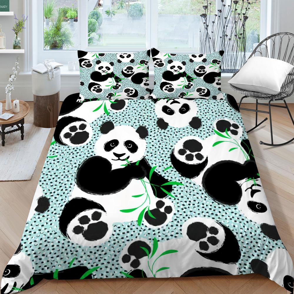 Новые модные комплекты пододеяльников с пандой, королевский размер, постельное белье, домашние покрывала с наволочкой, мягкие комплекты постельного белья с героями мультфильмов