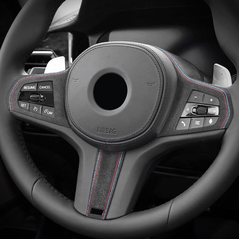 For BMW G20 G30 F40 G21 G28 G11 G12 Z4 G32 Made of Alcantara Steering Wheel Button Trim Stickers Car Interior Tuning Accessories