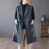 Retro Medium Length Denim Vest Jacket for Women's New Oversized Loose Vest Suit Collar and Camisole