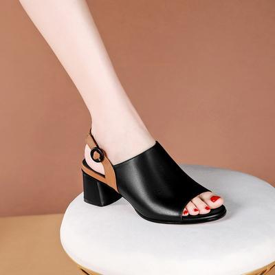 Босоножки на каблуке Летняя обувь для женщин Туфли-лодочки с открытым носком на высоком каблуке Женские современные сандалии Повседневная обувь с пряжкой на ремне Sandalias De Tacón