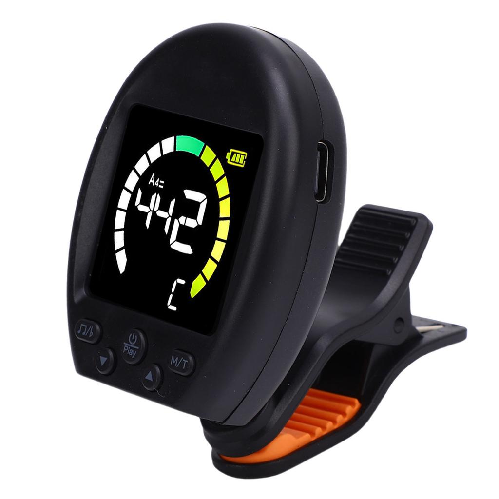 Digital Metronome Tuner Multifunctional Accurate Rotating Clamp Design High Sensitivity Guitar Tuner and Metronome Black