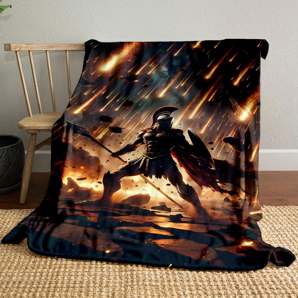 Spartan Warrior Meteor Shower Rug bedroom Blanket for Livingroom Couch lunch break Soft throw for Friend's festival Gift