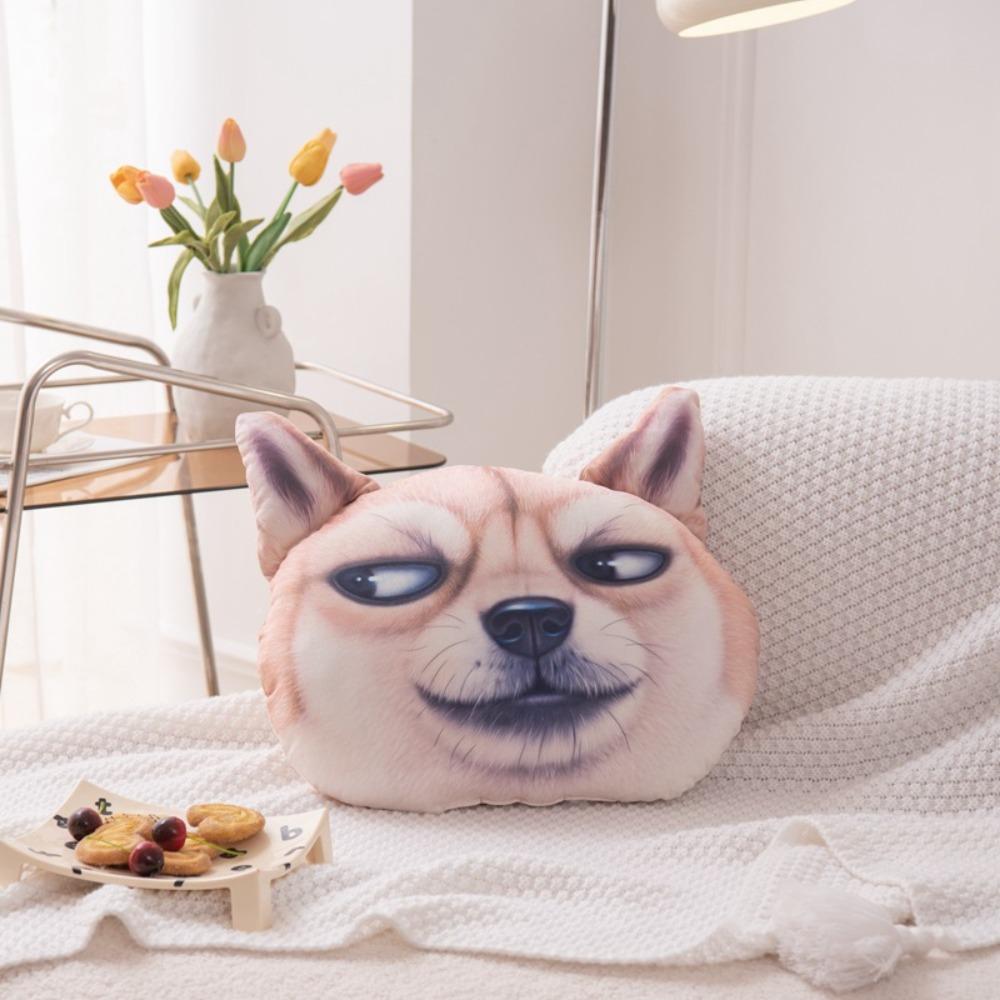 Realistic Cat Dog Head Pillow Cushion 3D 40CM Car Seat Cushion Multipurpose