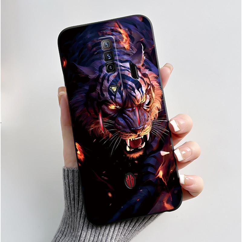 Чехол для Red Magic 7 NX679J Чехол для Nubia Red Magic 7S Задняя крышка Милый Кролик с Сердечками Черный Мягкий ТПУ Чехол для Телефона Оболочка для RedMagic 7 7S