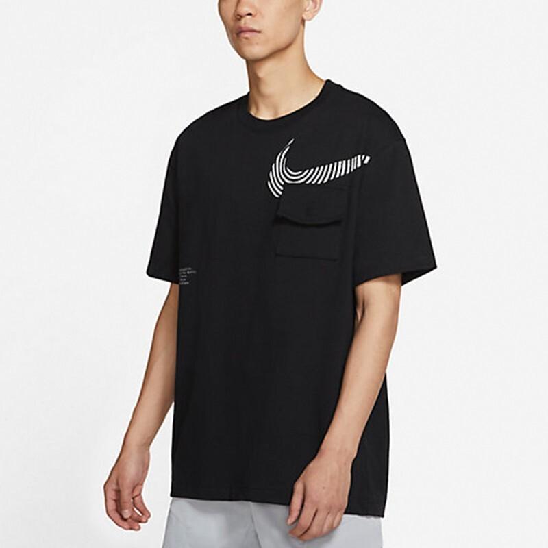 Nike Повседневная спортивная футболка с круглым вырезом и геометрическим принтом, мужские топы, черный DM7898-010