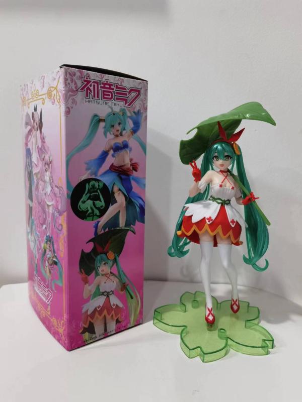 21CM Anime Hatsune Miku Figure Cute Model Fairy Tale Green Leaves Thumbelina PVC Action Figure Collection Model Doll Toys Gift