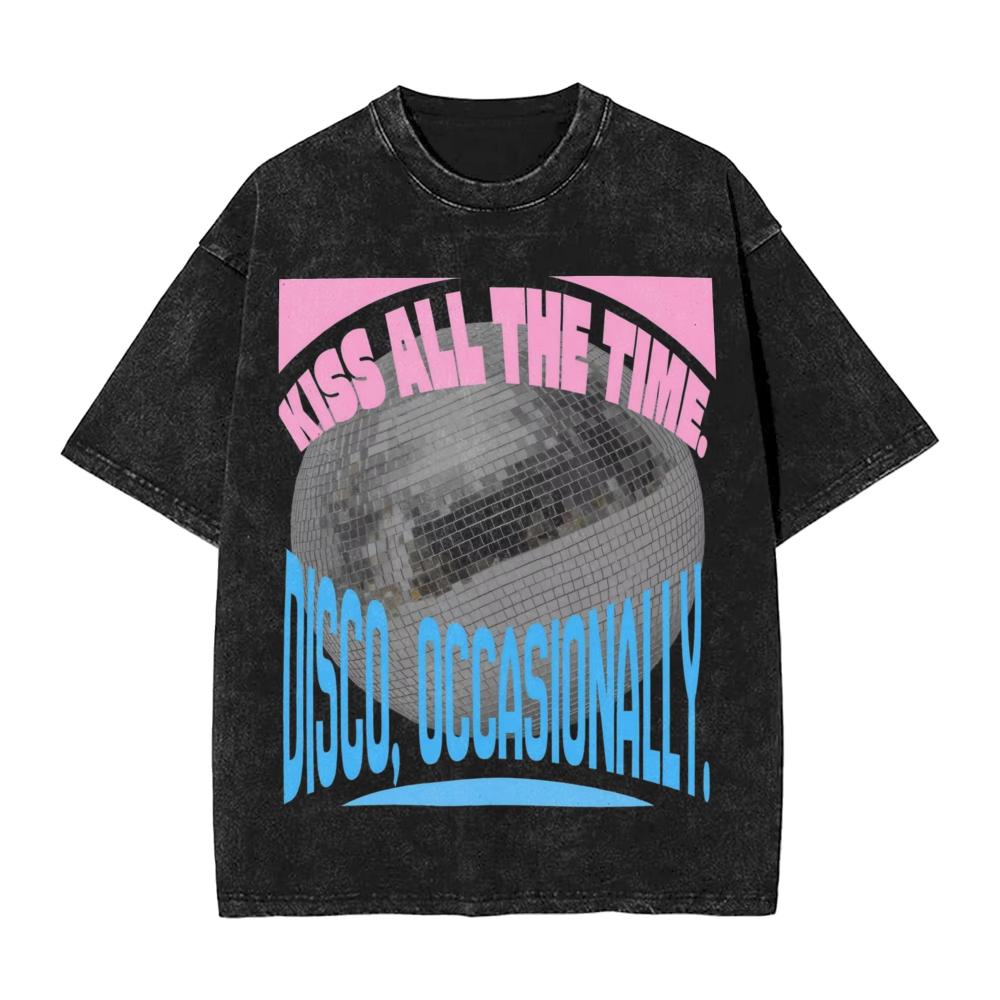 Harrys Styles Kiss All The Time Disco Occasionally T Shirts Washed 100 Cotton Oversize TShirt Aperture Men Women Printed Tees