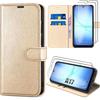 Protective Case - BOOLING - for Samsung Galaxy A17 4G/5G - Golden Faux Leather Flip Case - 2 Screens