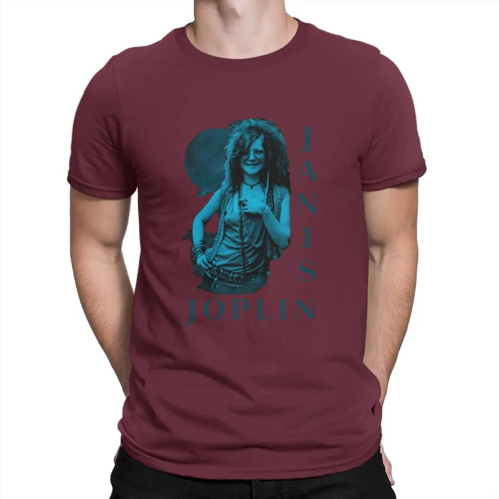 Новая футболка Janis Joplin для мужчин Американские рок-музыканты 1970-х Круглый вырез Хлопковая футболка