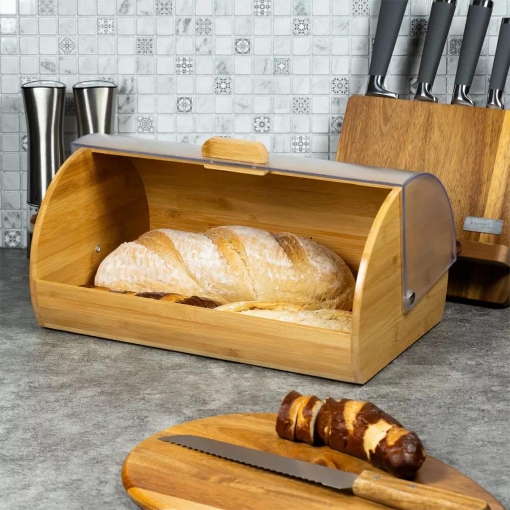 Kinghoff Kh-3216 Bamboo-Acrylic Bread Box