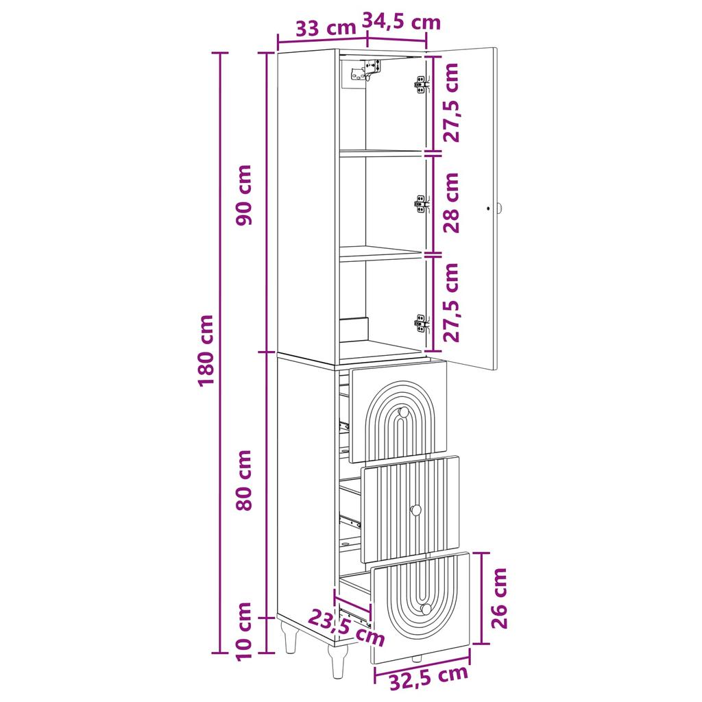 Cabinet Set 2 pcs 33 x 34.5 x 90 cm engineered wood